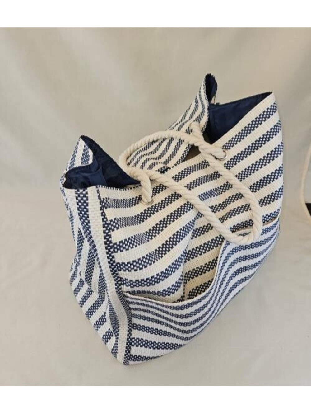 DSW Beach Tote Bag bluen and white stripe + matching pillow and mat